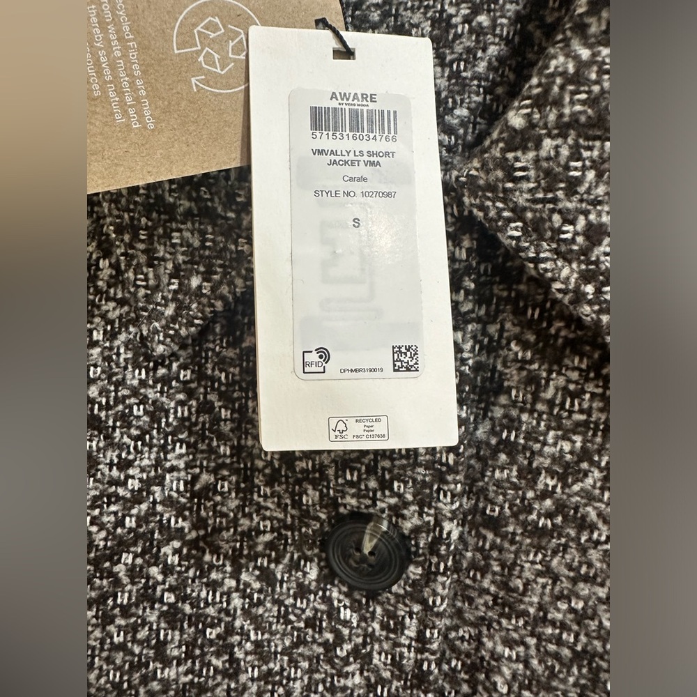 AWARE BY VERO MODA Vally Short Jacket In Carafe WOMENS Small NEW - Picture 4 of 7
